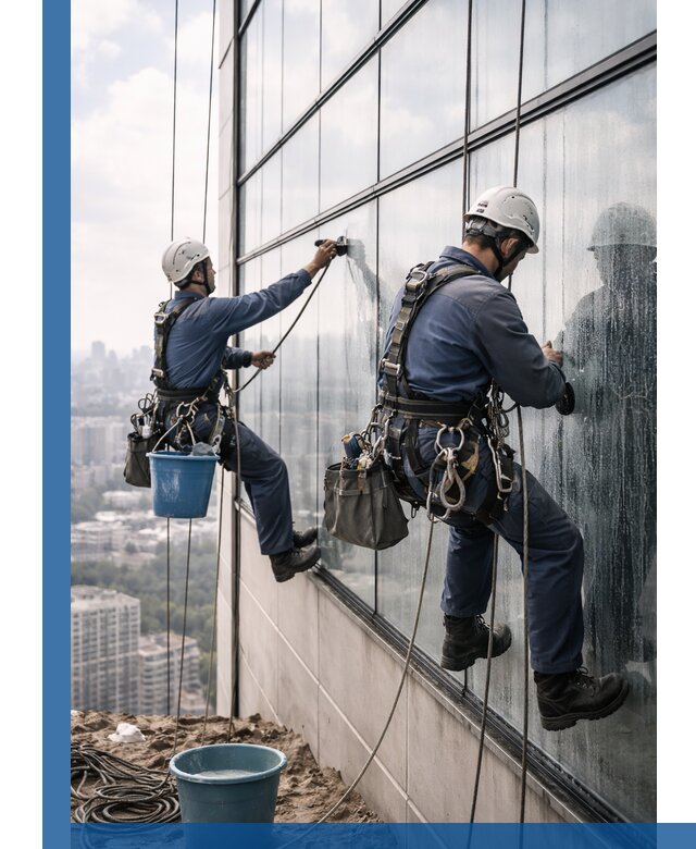 Профессиональная мойка фасадных окон альпинистами в Домодедове