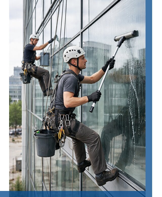 Мойка витражей альпинистами в Домодедове от 737 р. под ключ|ВЫСОТНИК-Дмд