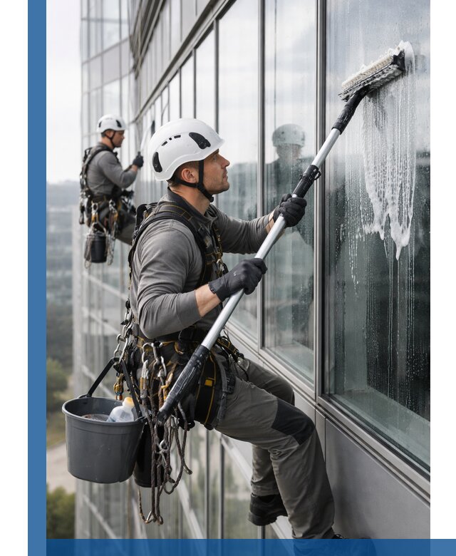 Высотная мойка сплошного остекления с выездом в Домодедове