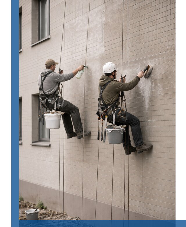 Удаление высолов с фасада зданий в Домодедове без повреждений и следов