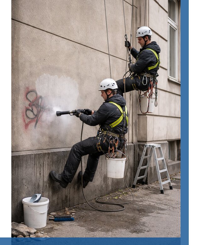 Удаление граффити с фасада в Домодедове от 4737 р. | ВЫСОТНИК-Дмд