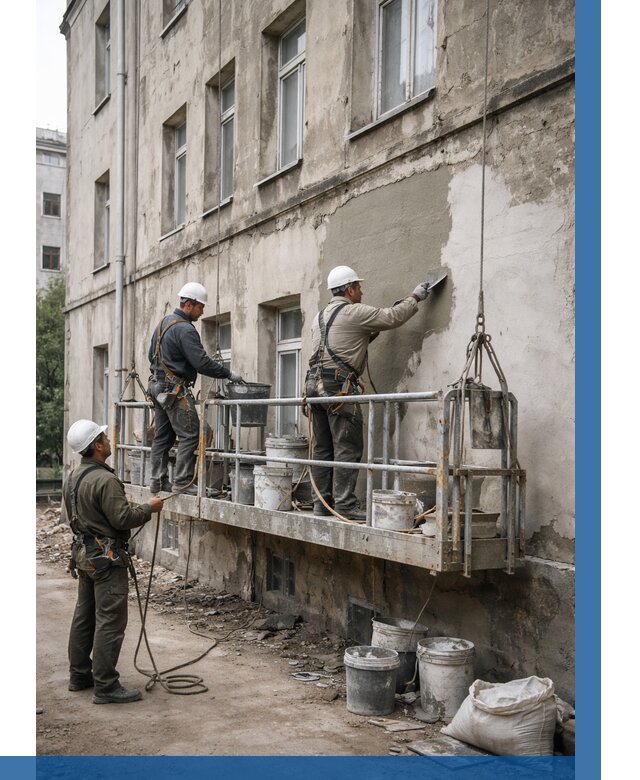 Капитальный ремонт фасада в Домодедове от 4421 р. | ВЫСОТНИК-Дмд