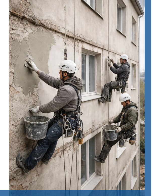 Ремонт штукатурного фасада в Домодедове от 789 р. под ключ | ВЫСОТНИК-Дмд