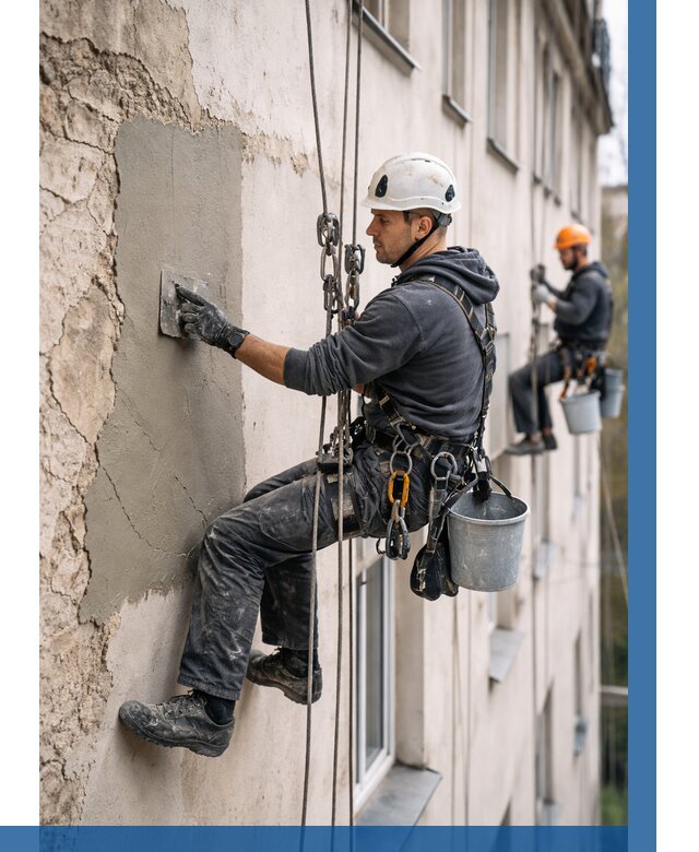 Восстановление штукатурки фасада в Домодедове от 1263 р. | ВЫСОТНИК-Дмд