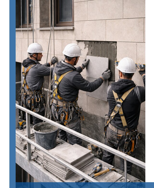 Ремонт облицовки фасада плиткой в Домодедове с гарантией