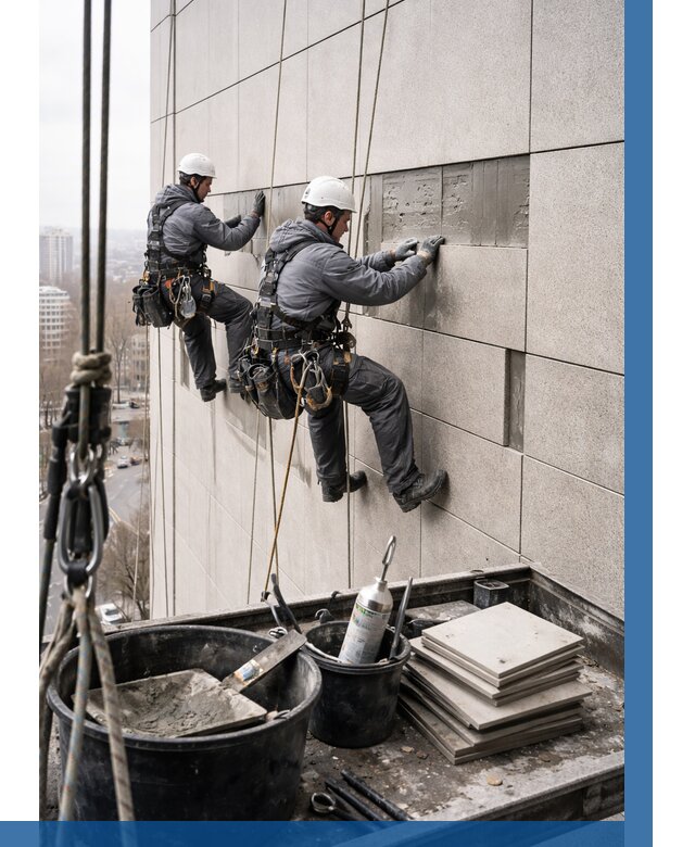 Ремонт фасада из керамогранита в Домодедове от 2632 р. | ВЫСОТНИК-Дмд