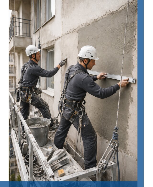 Штукатурка фасада на высоте в Домодедове от 947 р. | ВЫСОТНИК-Дмд