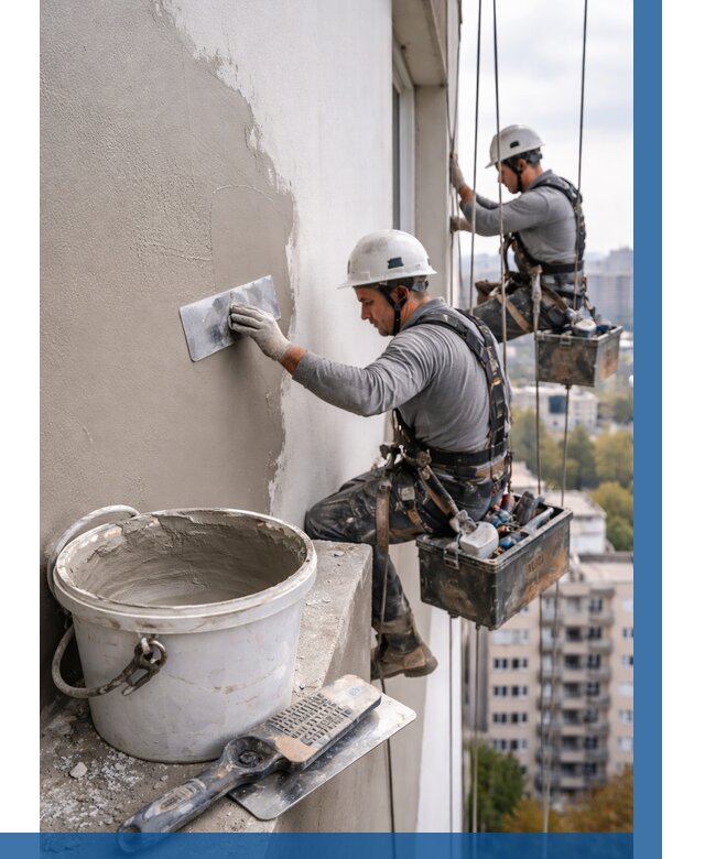 Шпаклевка фасада на высоте в Домодедове от 737 р. | ВЫСОТНИК-Дмд