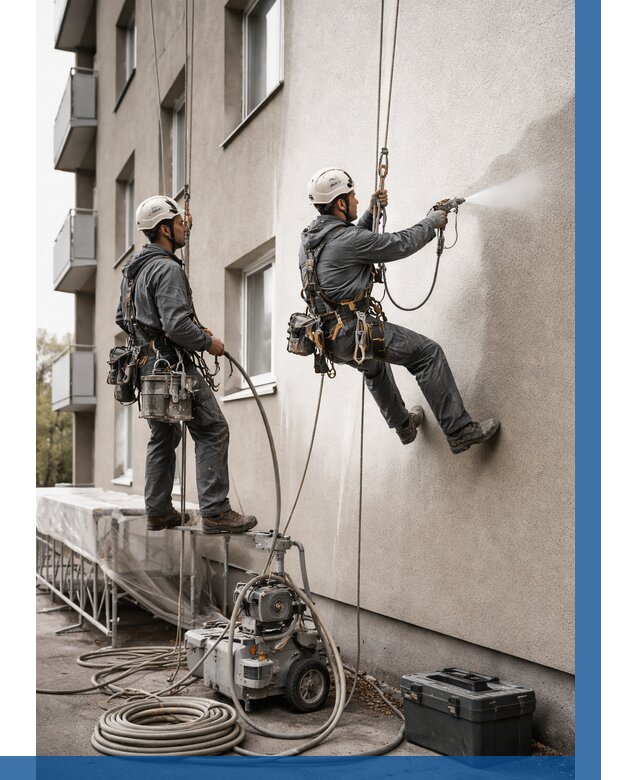 Безвоздушная покраска фасада в Домодедове от 232 р/м² | ВЫСОТНИК-Дмд