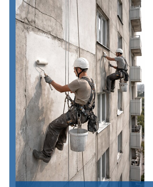 Покраска бетонного фасада в Домодедове для жилых и промышленных объектов