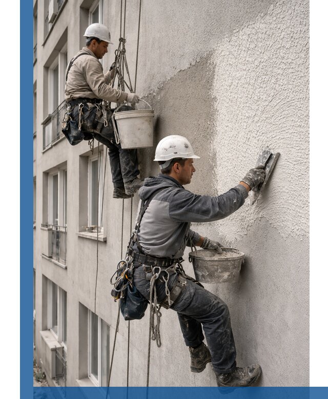 Нанесение декоративной штукатурки короед на фасад в Домодедове