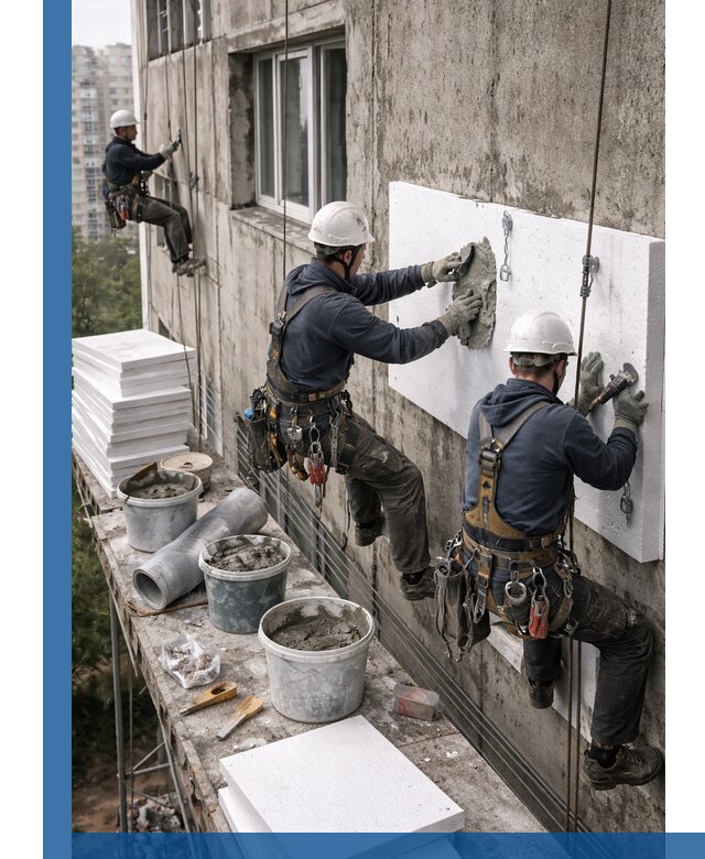 Утепление фасада пенополистиролом в Домодедове под ключ