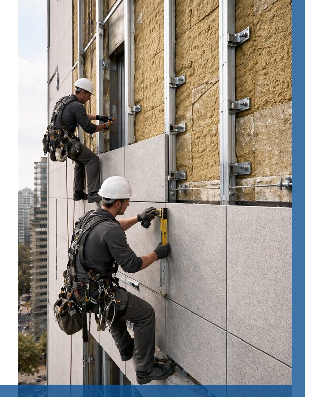 Монтаж вентилируемого фасада в Домодедове от 3684 р. | ВЫСОТНИК-Дмд