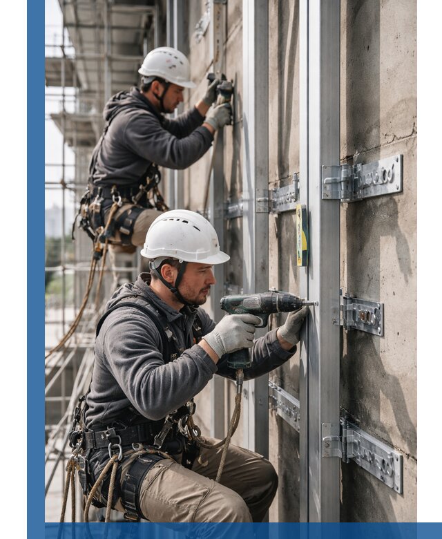 Монтаж и крепление подсистемы вентфасада в Домодедове