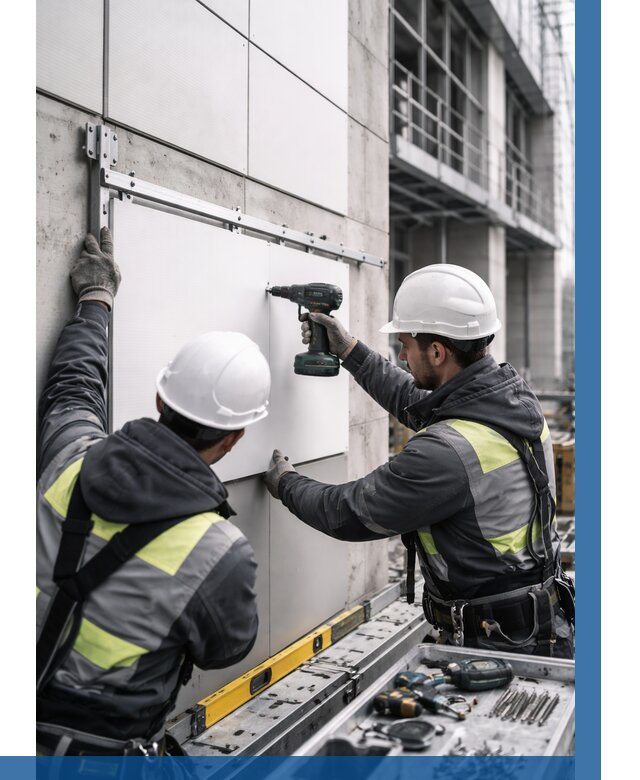 Монтаж композитных панелей фасада в Домодедове от 2632 р. | ВЫСОТНИК-Дмд