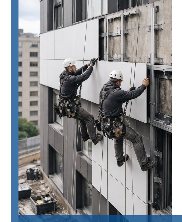 Монтаж композитных панелей фасада в Домодедове под ключ