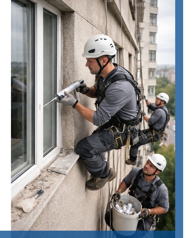 Герметизация оконных швов снаружи в Домодедове от 1579 р. | ВЫСОТНИК-Дмд