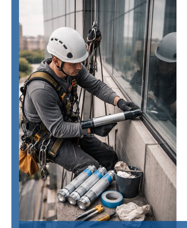 Герметизация стыков витража в Домодедове для герметичных фасадов