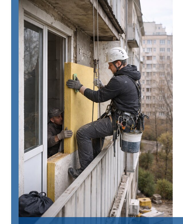 Профессиональное утепление балкона снаружи в Домодедове под ключ