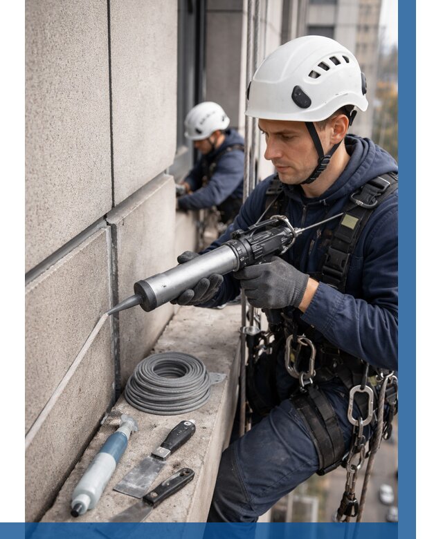 Герметизация деформационных швов фасада в Домодедове от 737 | ВЫСОТНИК-Дмд