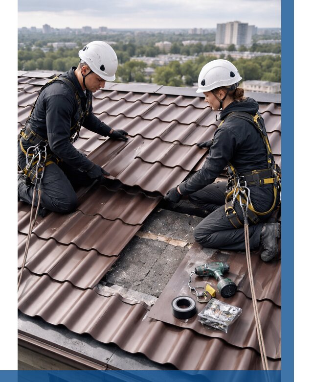 Ремонт металлочерепицы на крыше в Домодедове от 947 р. | ВЫСОТНИК-Дмд