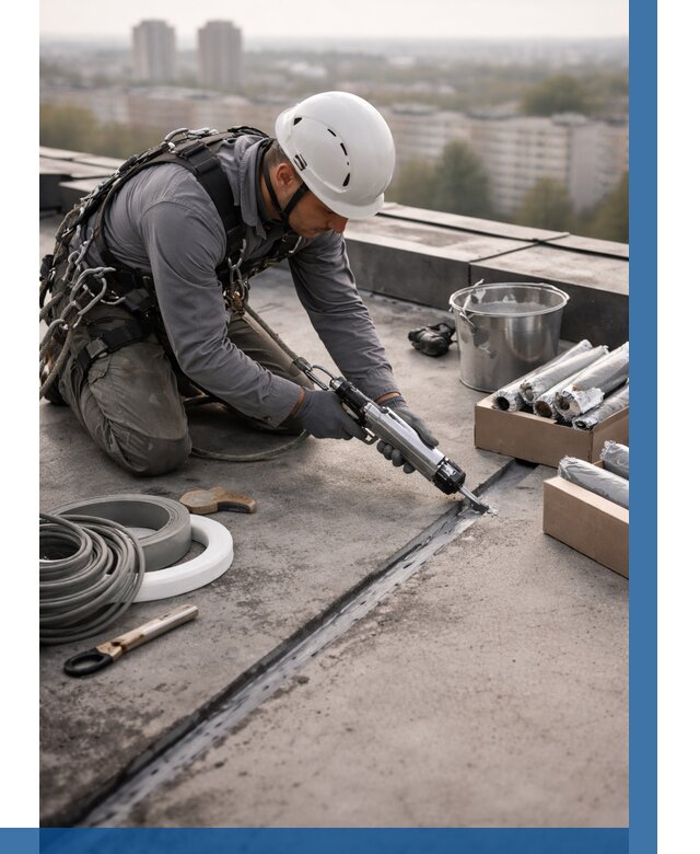 Герметизация швов кровли в Домодедове от 474 р./м2 | ВЫСОТНИК-Дмд