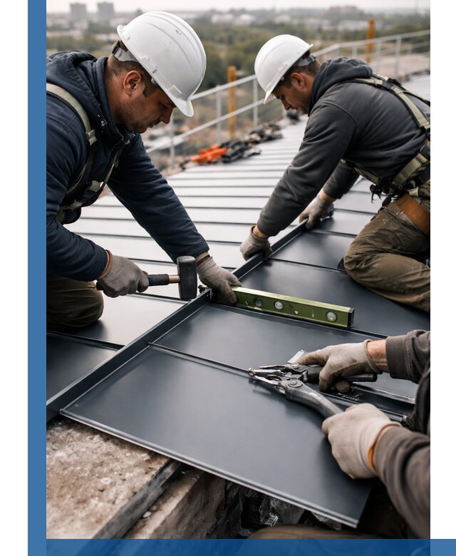 Монтаж фальцевой кровли в Домодедове для промышленных зданий