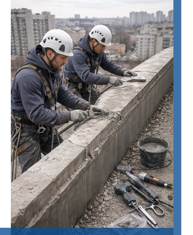 Ремонт парапета на кровле в Домодедове от 1579 р. | ВЫСОТНИК-Дмд