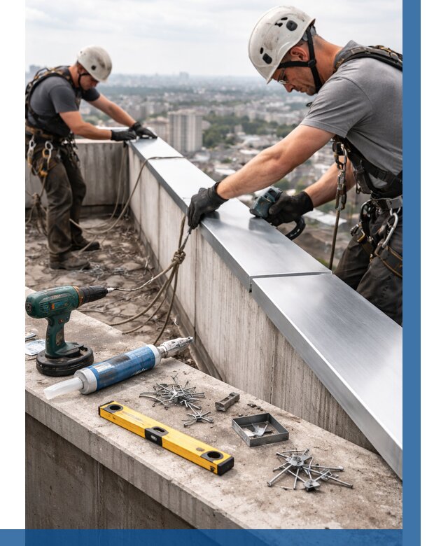 Монтаж парапетных крышек в Домодедове от 842 р. | ВЫСОТНИК-Дмд