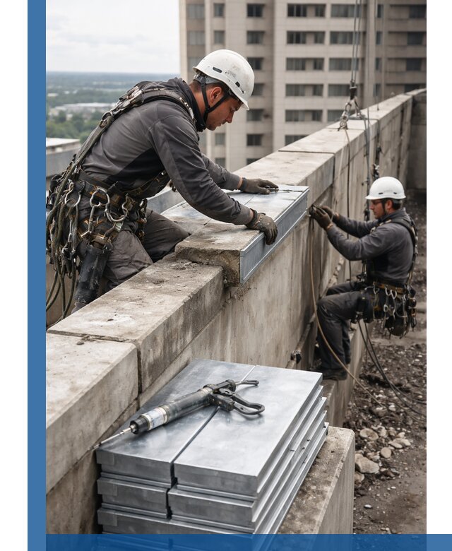 Замена парапетных крышек и установка новых в Домодедове