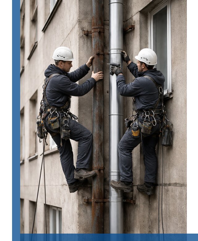 Замена водосточных труб в Домодедове: монтаж и демонтаж под ключ
