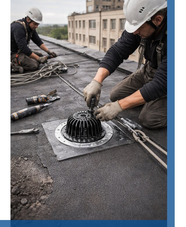 Установка водосточных воронок в Домодедове цена от 3684 р. | ВЫСОТНИК-Дмд