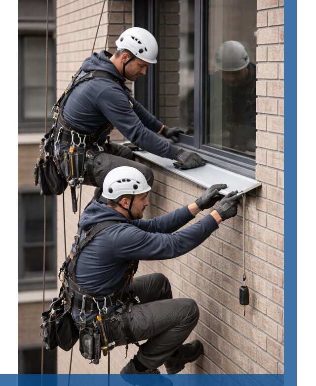 Монтаж оконных отливов под ключ в Домодедове от 3684 р. | ВЫСОТНИК-Дмд