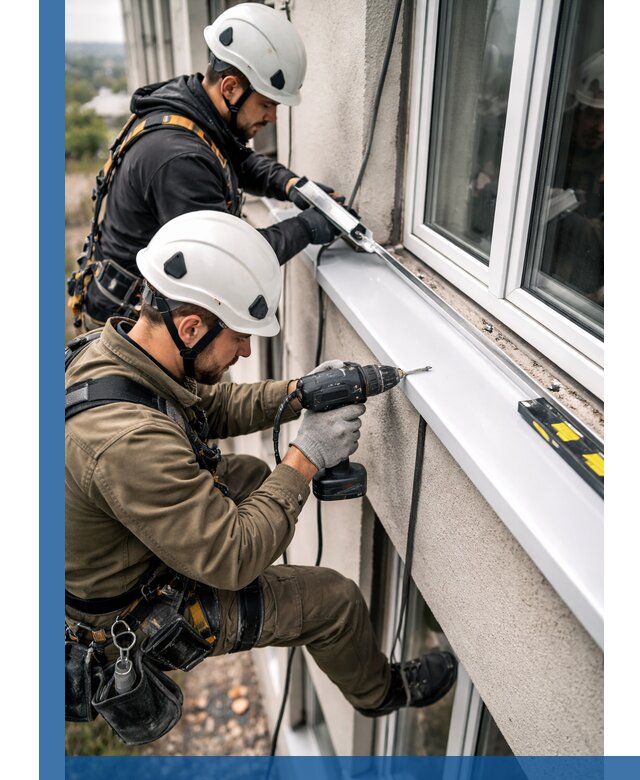Профессиональный монтаж оконных отливов и отведения воды в Домодедове