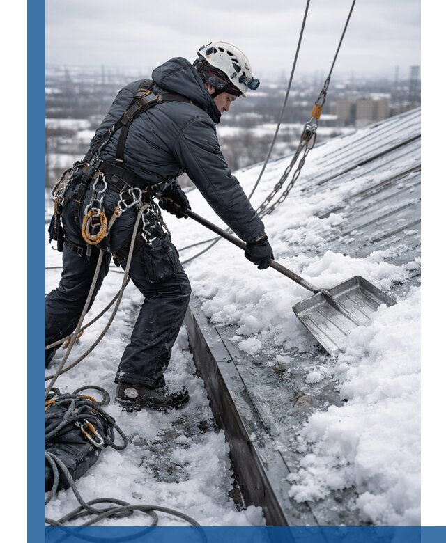 Профессиональная очистка кровли от снега и наледи в Домодедове