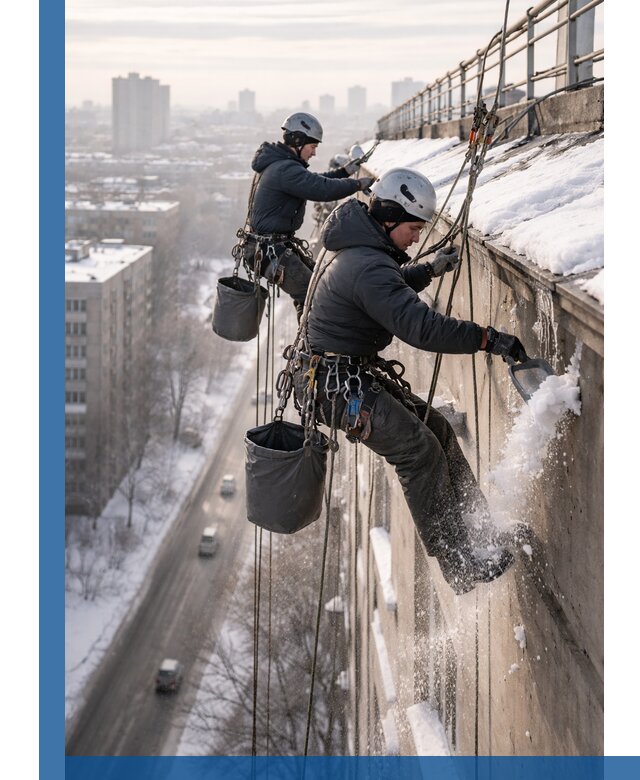 Очистка карнизов от снега в Домодедове профессионально и безопасно
