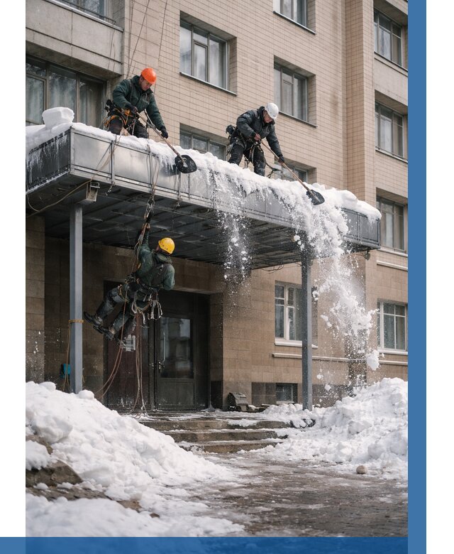 Очистка козырьков от снега в Домодедове от 3684 р. | ВЫСОТНИК-Дмд