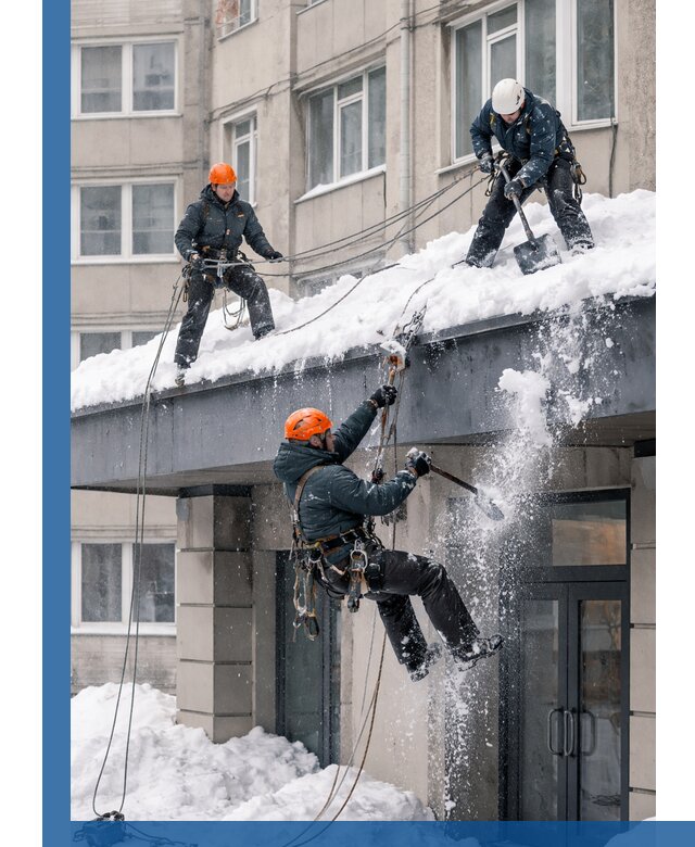 Безопасная очистка навесов от снега в Домодедове круглогодично