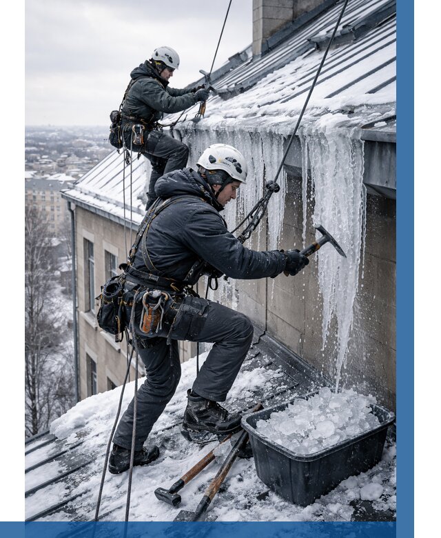 Удаление наледи с кровли в Домодедове от 5789 р. | ВЫСОТНИК-Дмд