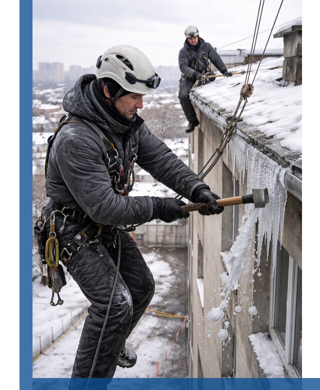 Сбивание и удаление сосулек с крыши в Домодедове безопасно