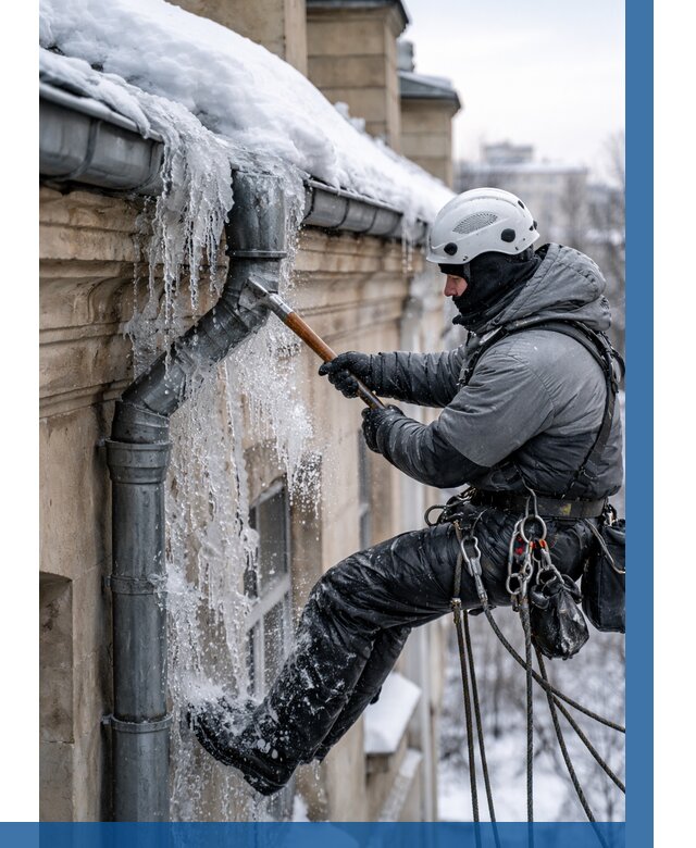 Очистка водостоков от льда в Домодедове от 3684 р. | ВЫСОТНИК-Дмд