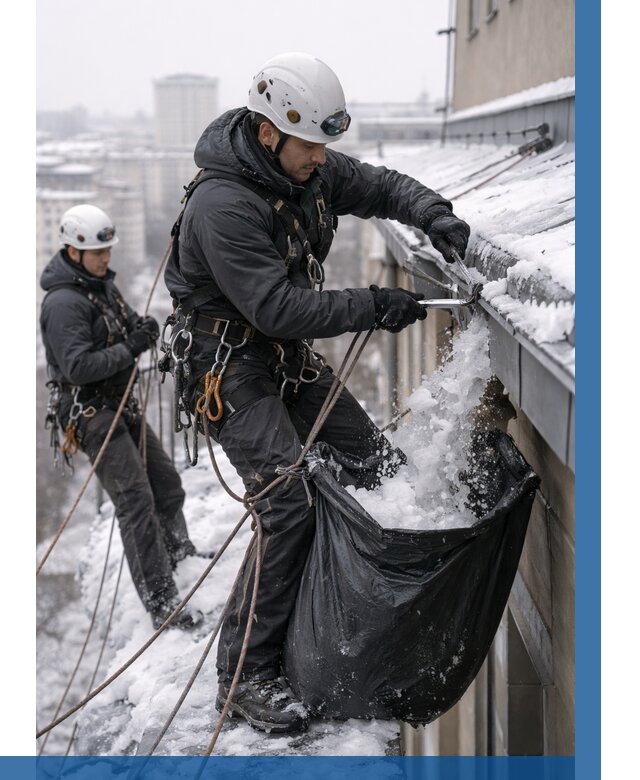 Аварийная очистка крыши в Домодедове под ключ от 316 р. | ВЫСОТНИК-Дмд