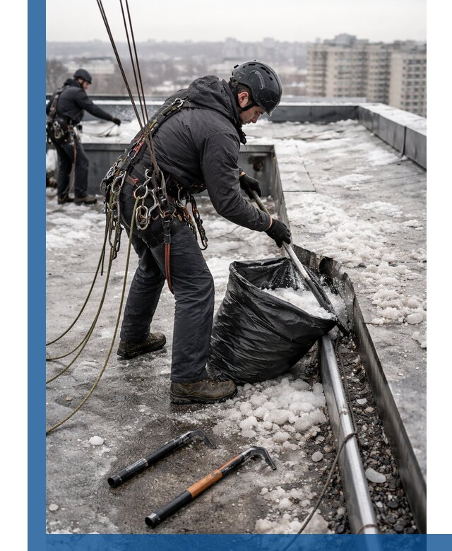 Аварийная очистка кровли в Домодедове от промальпинистов