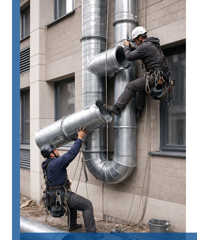 Монтаж фасадных воздуховодов в Домодедове с герметизацией и крепежом