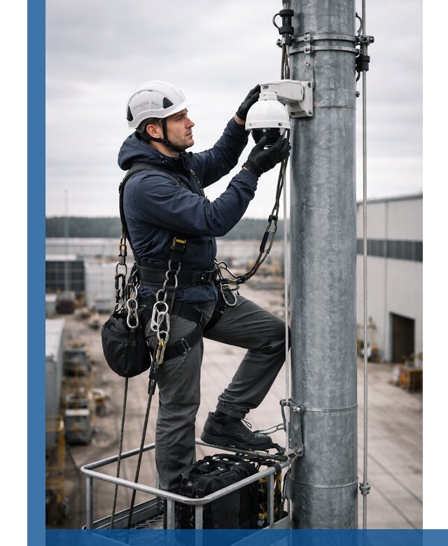 Профессиональная установка видеокамер на мачте в Домодедове