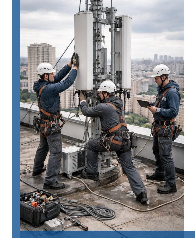 Монтаж антенн связи на крыше в Домодедове с вводом в эксплуатацию