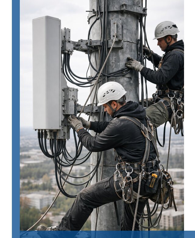 Монтаж оборудования связи на мачте в Домодедове с пусконаладкой