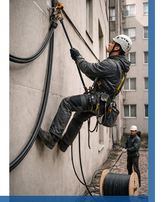 Протяжка кабеля питания на высоте в Домодедове от 474 р. | ВЫСОТНИК-Дмд