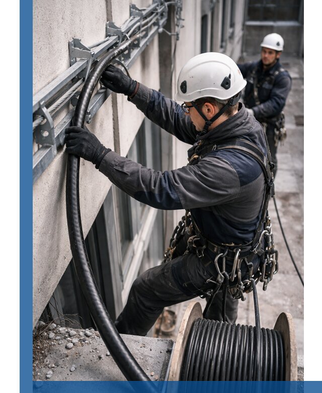 Протяжка кабеля питания на высоте в Домодедове с гарантией безопасности и качества