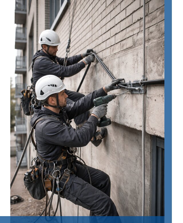 Крепление кабеля на фасаде в Домодедове от 368 р. | ВЫСОТНИК-Дмд